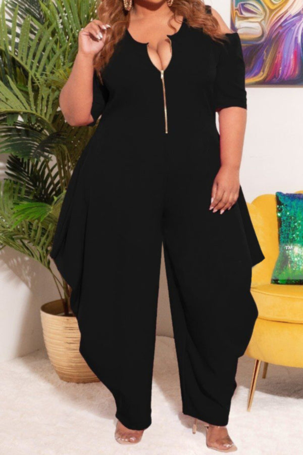 Ruffle Pants Jumpsuit (Plus Size)